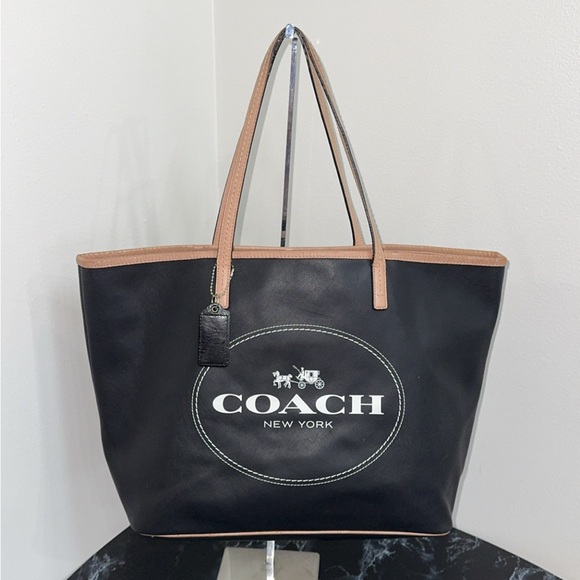 Coach Metro Horse & Carriage Black Large Tote Bag Satchel Travel Purse AUTHENTIC